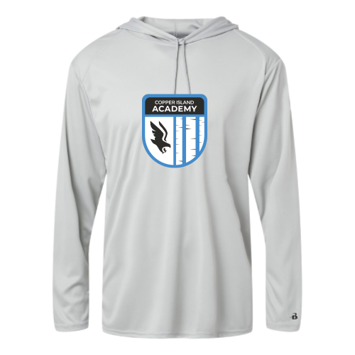 Copper Island Academy - Adult LS Performance Tee with Hood