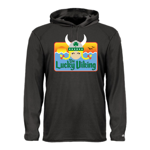 Load image into Gallery viewer, The Lucky Viking -  Adult LS Performance Tee with Hood
