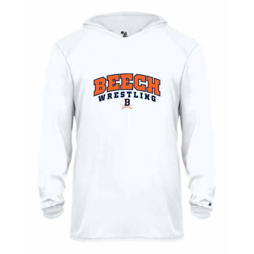 Beech High School Wrestling White - Youth LS Performance Tee with Hood