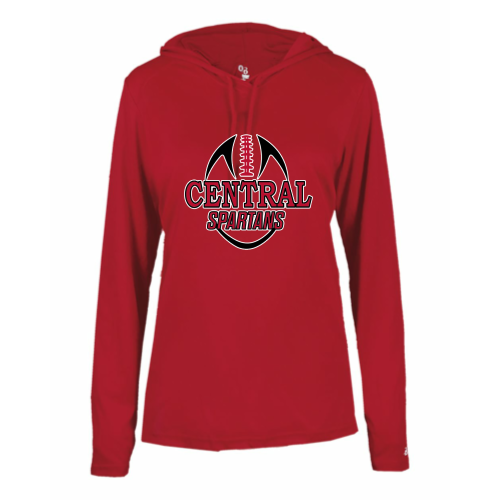 Load image into Gallery viewer, Central Davidson - Ladies LS Performance Tee with Hood
