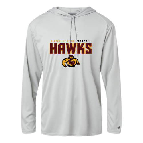 Load image into Gallery viewer, Blackville Hilda Football - Adult LS Performance Tee with Hood
