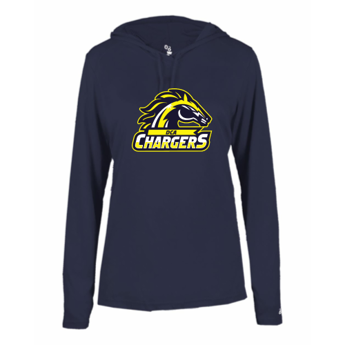 DCA Chargers - Ladies LS Performance Tee with Hood