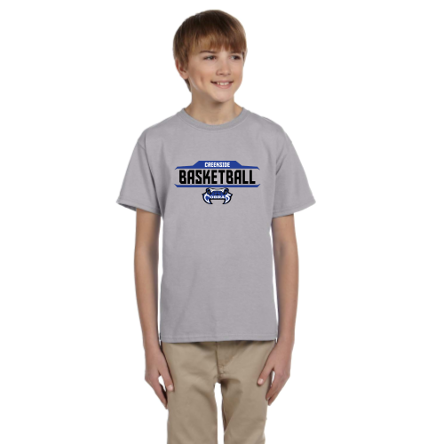 Creekside Cobra Basketball Silver - Youth Short Sleeve Cotton Tee