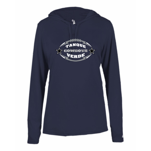 Tanque Verde Cowboys - Ladies LS Performance Tee with Hood