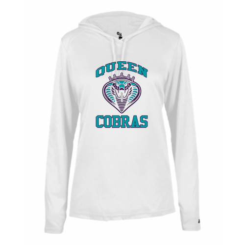 Load image into Gallery viewer, Queen Cobras - Ladies LS Performance Tee with Hood
