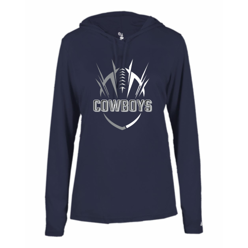 Tanque Cowboys - Ladies LS Performance Tee with Hood