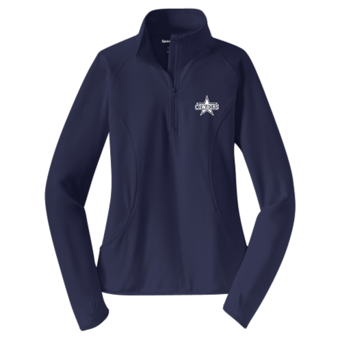 TV Cowboys - Ladies Sport Wicking 1/4 Zip Pullover Navy