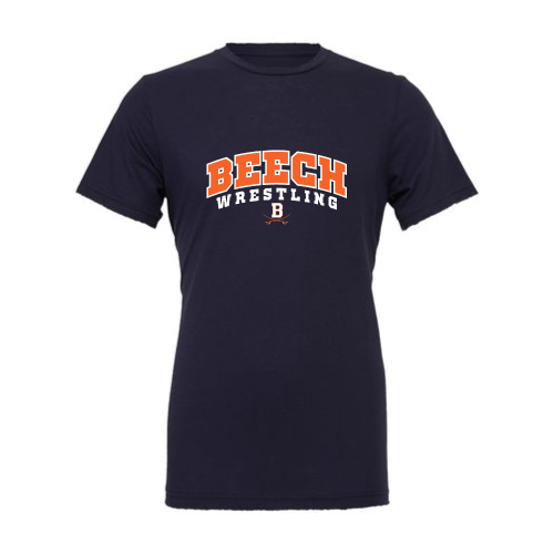 Beech High School Wrestling Navy - Canvas Adult Short Sleeve Cotton Tee