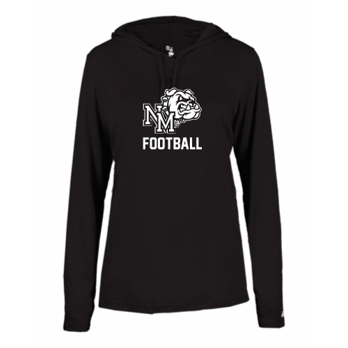 North Mason Football - Ladies LS Performance Tee with Hood