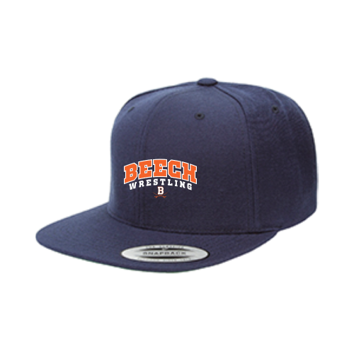 Beech High School Wrestling Navy - Premium Flat Bill Snapback