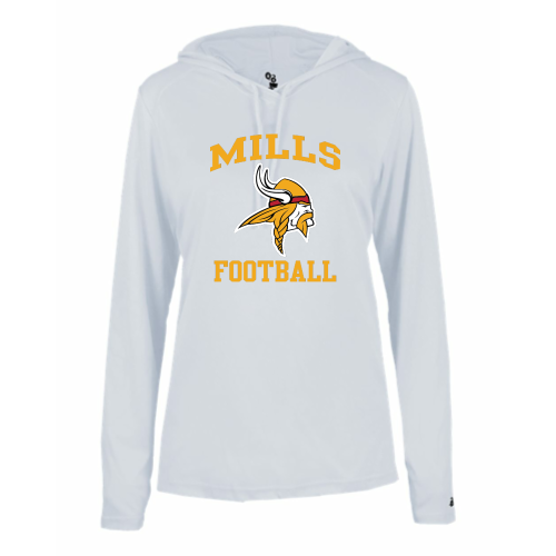 Mills HS - Ladies LS Performance Tee with Hood