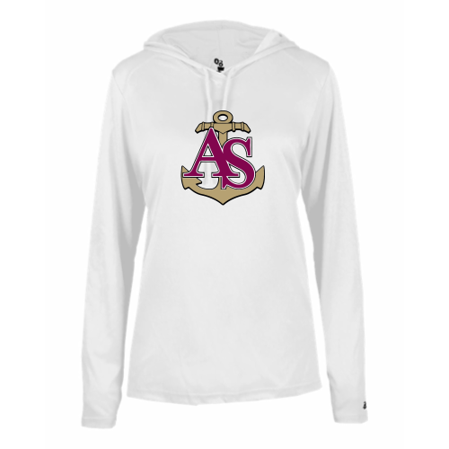 Load image into Gallery viewer, Apprentice School - Ladies LS Performance Hood Tee
