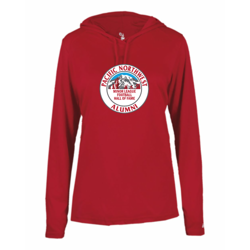 Pacific NW Football - Ladies LS Performance Tee with Hood