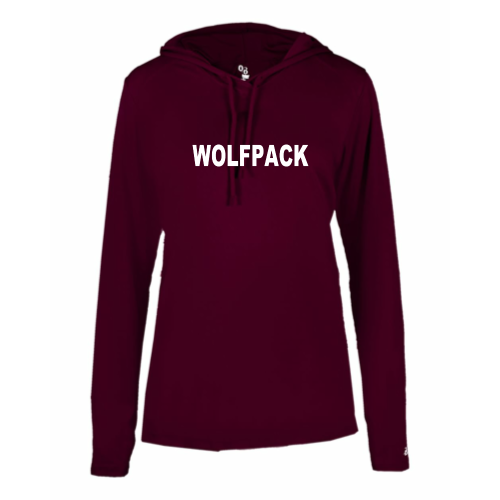 Load image into Gallery viewer, Lincoln Wolfpack - Ladies LS Performance Tee with Hood
