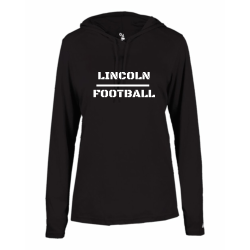 Lincoln Football - Ladies LS Performance Tee with Hood