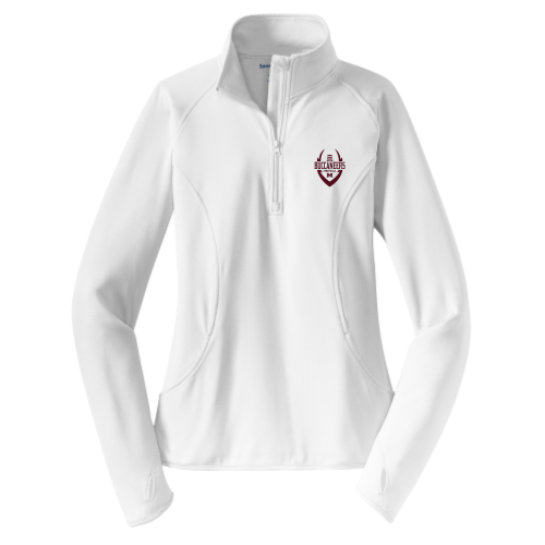 Milford Buccaneers - White - Ladies Sport Wicking 1-4 Zip Pullover