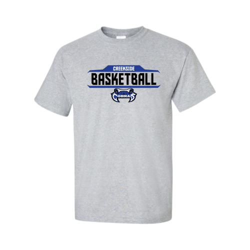 Creekside Cobra Basketball Silver - Adult Short Sleeve Cotton Tee