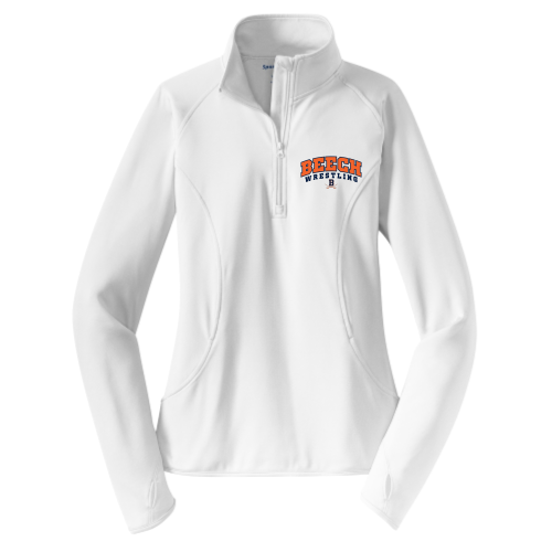 Beech High School Wrestling White - Ladies Sport Wicking 1-4 Zip Pullover