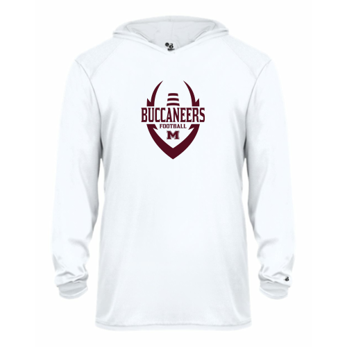 Milford Buccaneers - Youth LS Performance Tee with Hood