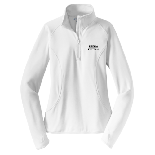 Lincoln Football - White - Ladies Sport Wicking 1-4 Zip Pullover
