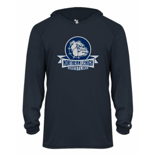 Load image into Gallery viewer, Northern Lehigh Wrestling Bulldog - Youth LS Performance Tee with Hood
