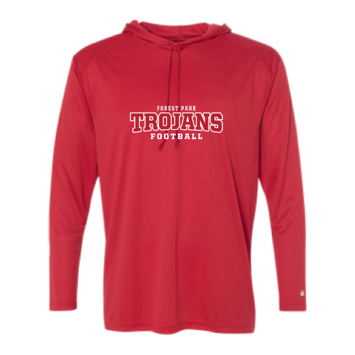 Load image into Gallery viewer, Forest Park Trojans - Adult LS Performance Tee with Hood
