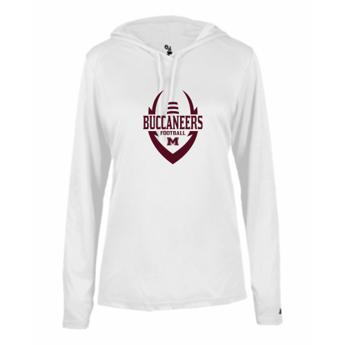 Load image into Gallery viewer, Milford Buccaneers - Ladies LS Performance Tee with Hood

