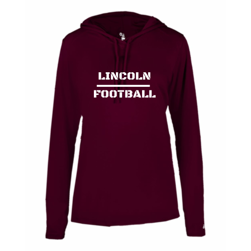Lincoln Football - Ladies LS Performance Tee with Hood