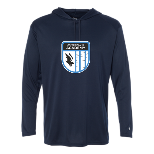 Copper Island Academy - Adult LS Performance Tee with Hood