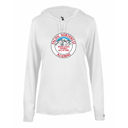 Load image into Gallery viewer, Pacific NW Football - Ladies LS Performance Tee with Hood

