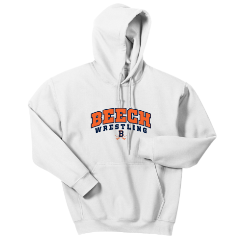 Beech High School Wrestling White - Adult Pullover Hood Sweatshirt