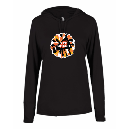 YTF Cheer - Ladies LS Performance Tee with Hood