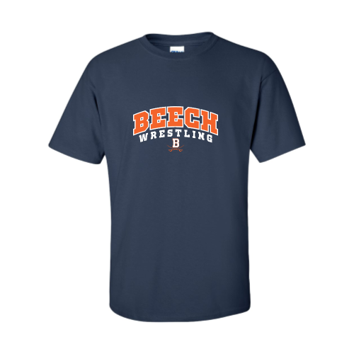 Beech High School Wrestling Navy - Adult Short Sleeve Cotton Tee