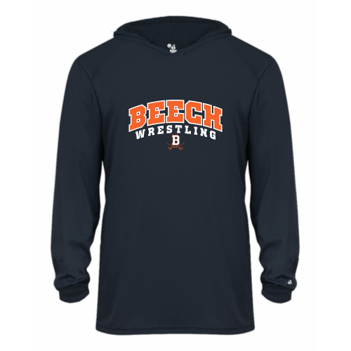 Beech High School Wrestling Navy - Youth LS Performance Tee with Hood