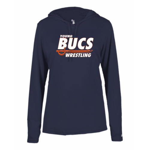 Young Bucs - Ladies LS Performance Tee with Hood