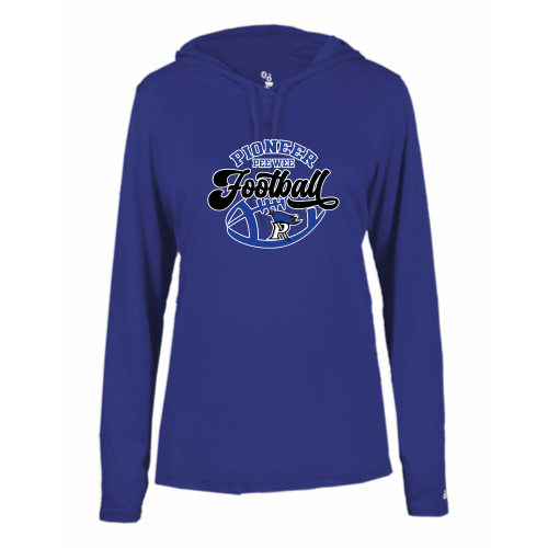 Load image into Gallery viewer, Cros-Lex Football -  Ladies LS Performance Tee with Hood
