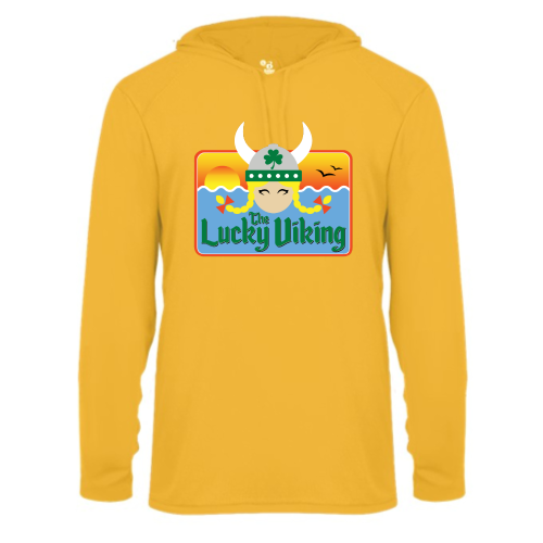 Load image into Gallery viewer, The Lucky Viking -  Adult LS Performance Tee with Hood
