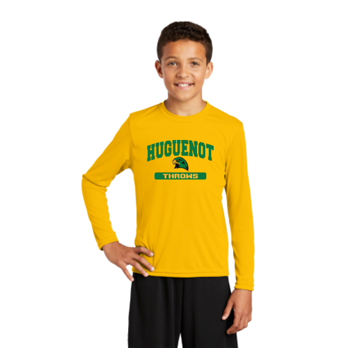 Huguenot Track and Field Throw - Gold - Youth Long Sleeve Competitor Tee