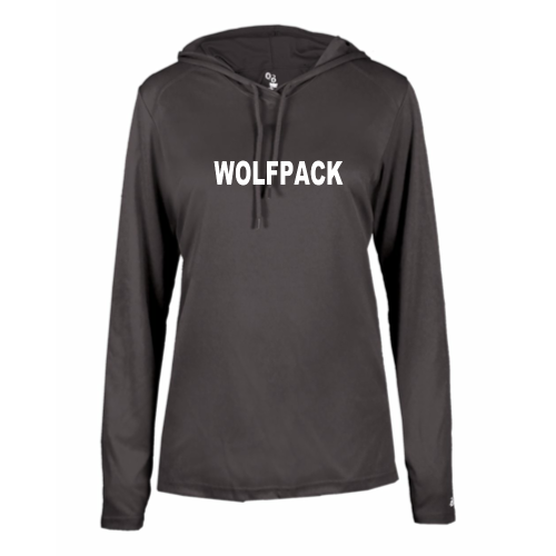 Load image into Gallery viewer, Lincoln Wolfpack - Ladies LS Performance Tee with Hood
