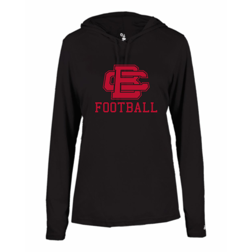 Load image into Gallery viewer, BCAS Football -  Ladies LS Performance Tee with Hood
