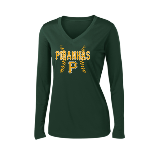 Pratt Piranhas - Sport-Tek Ladies LS PosiCharge Competitor V-Neck Tee