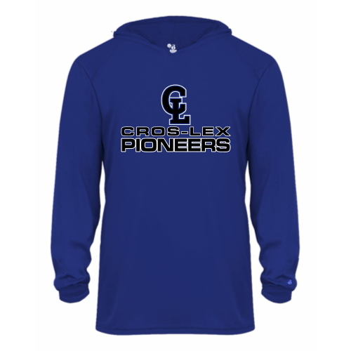 Load image into Gallery viewer, Cros-Lex Pioneers - Youth LS Performance Tee with Hood
