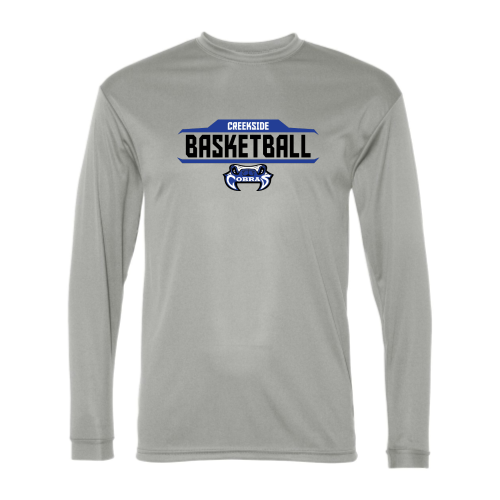 Creekside Cobra Basketball Silver - Adult LS Performance Tee