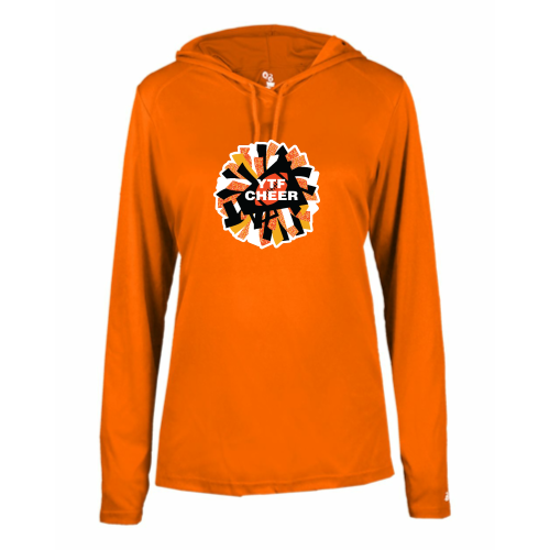 YTF Cheer - Ladies LS Performance Tee with Hood