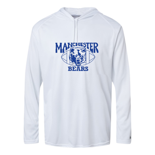 Load image into Gallery viewer, Manchester Bears Football -  Adult LS Performance Tee with Hood
