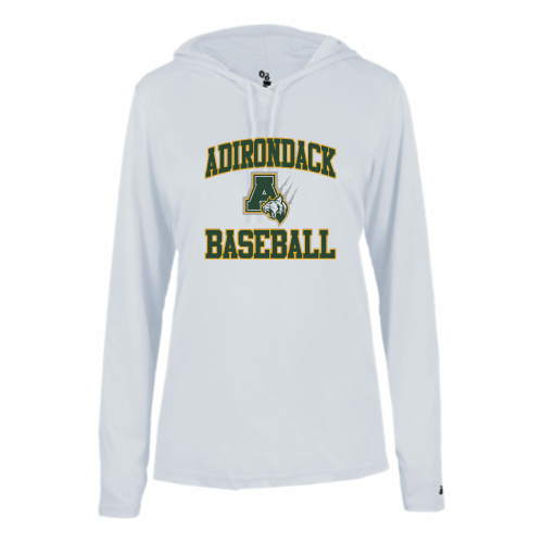 Load image into Gallery viewer, Adirondack Baseball - Ladies LS Performance Tee with Hood
