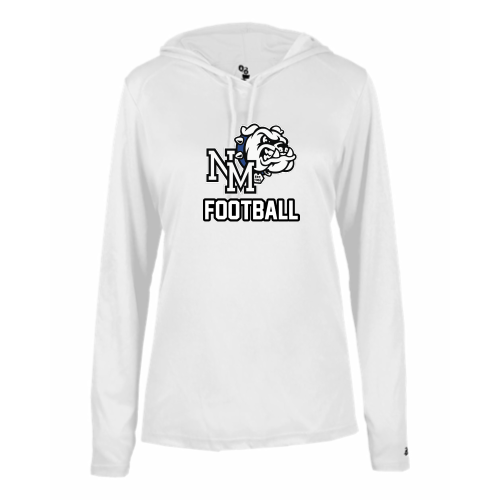 Load image into Gallery viewer, North Mason Football - Ladies LS Performance Tee with Hood
