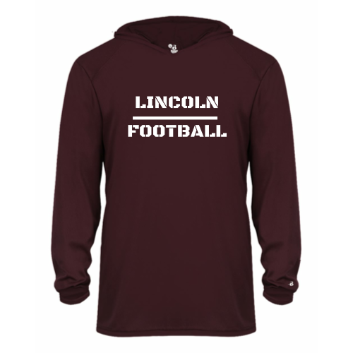 Load image into Gallery viewer, Lincoln Football - Youth LS Performance Tee with Hood
