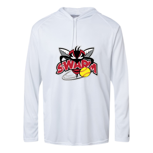 Load image into Gallery viewer, Heyworth Swarm - SoftBall - Adult LS Performance Tee with Hood
