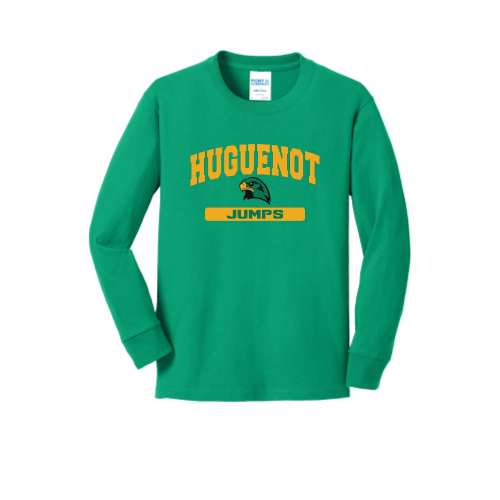 Huguenot Track and Field Jump - Green - Youth Long Sleeve Core Cotton Tee